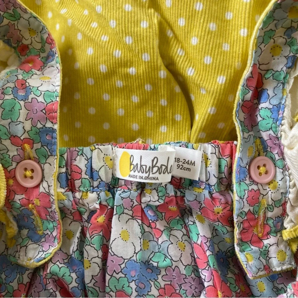 Baby Boden Yellow Polka Dot Spotty Cord Pinnie 12-18m